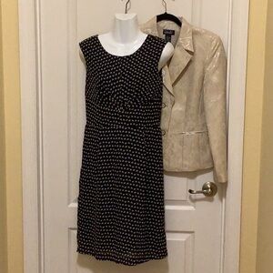 Karin Steven’s black beige sleeveless  dress size(8) fully lined zip bac…